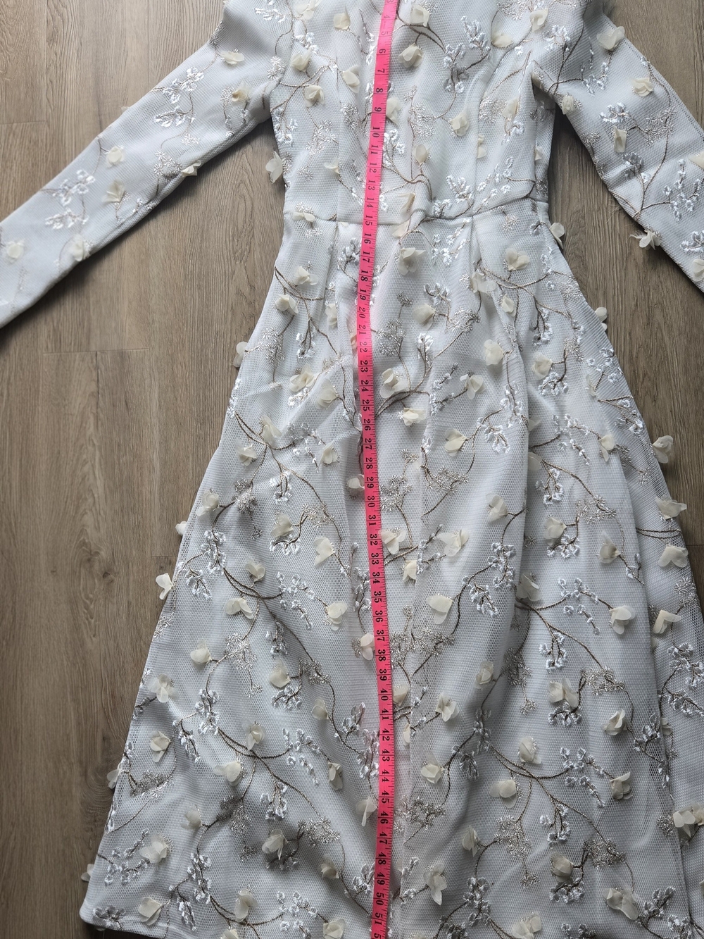 Ivory Floral Embroidered Dress with 3D Appliqué
